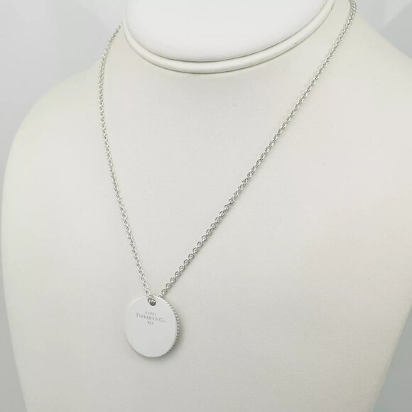 16" Tiffany Round Coin Edge Engravable Pendant on 1.5mm Link Chain Necklace - Picture 1 of 16